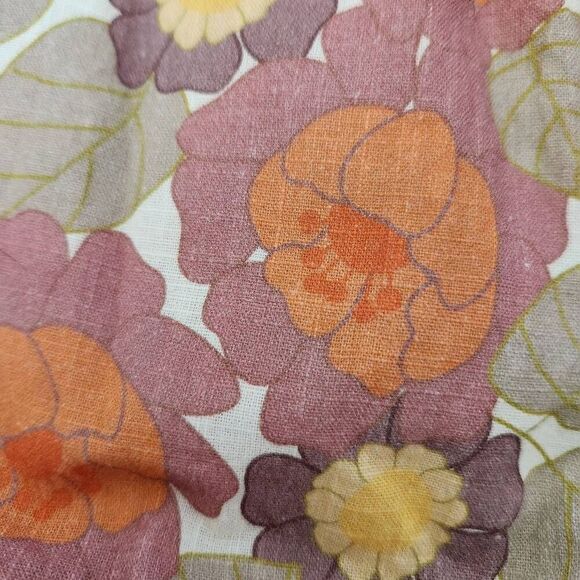 Lacey lane 5t orange 70s floral apron bib overall dress cottage ruffle retro Cot - Picture 2 of 6